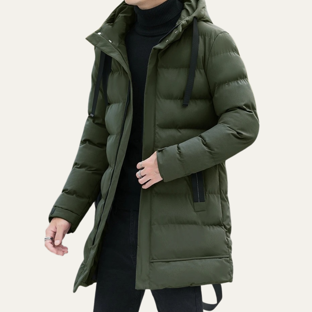 The Whitby Men's Stylish Longline Black Puffer Coat
