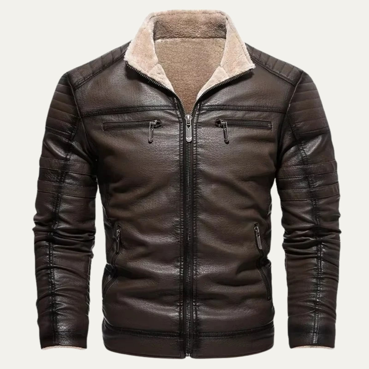 The Grayshire Men’s Vintage Shearling Lined Leather Jacket
