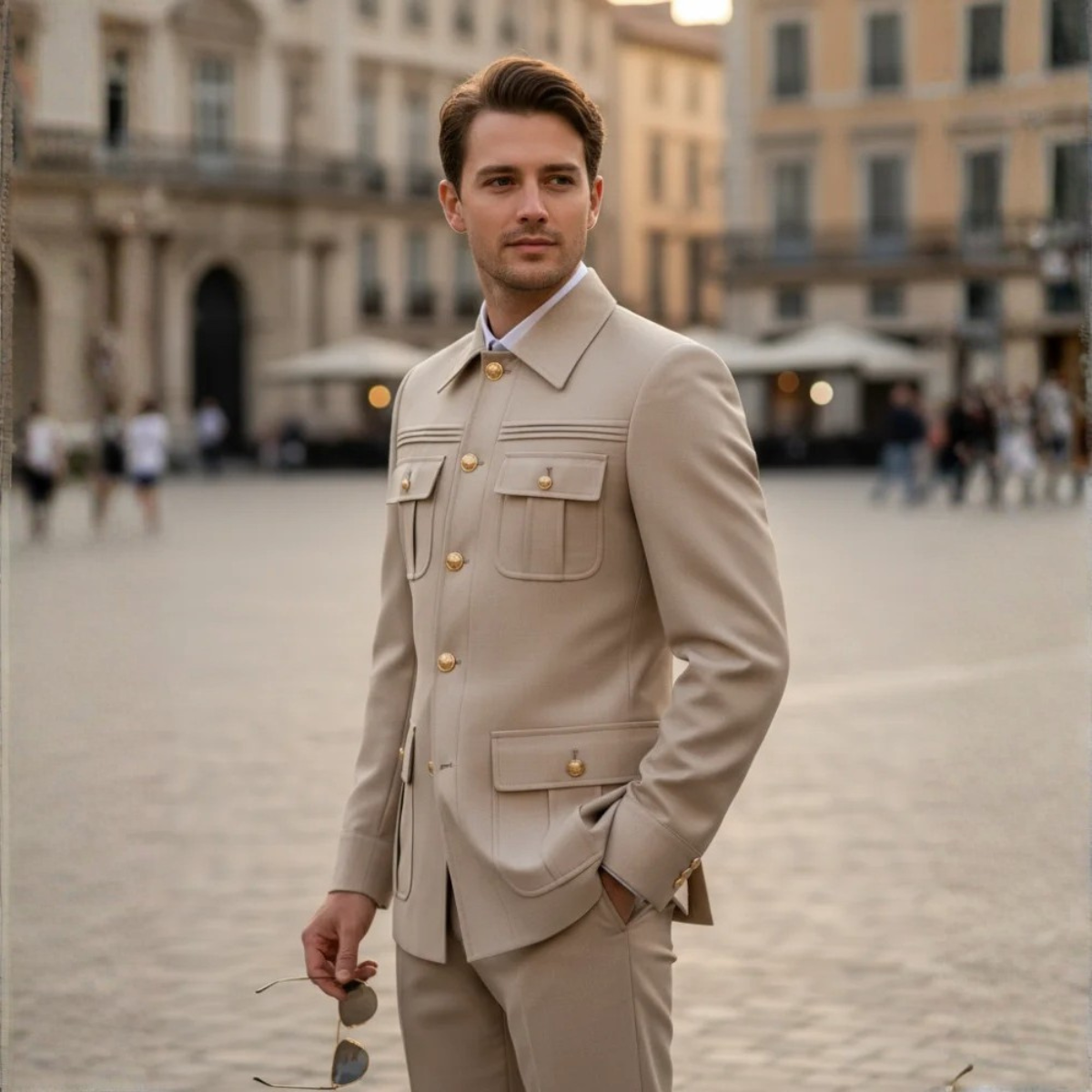 The Sassuolo Men's Military Style Suit Set – Slim Fit Jacket & Trousers