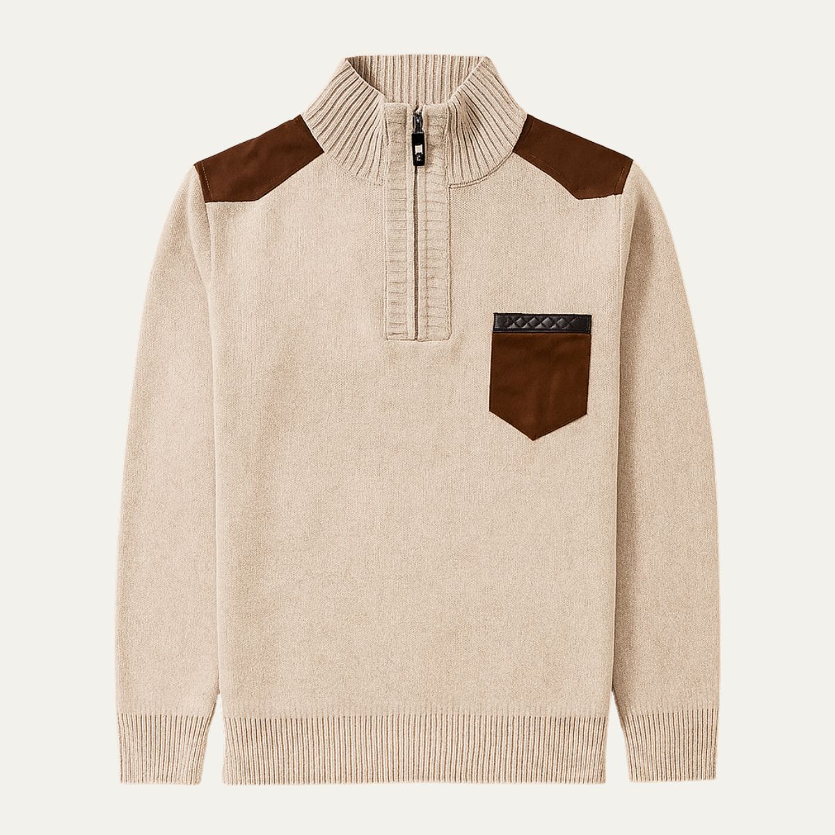 The Garrick Patchwork Half-Zip Jumper for Men