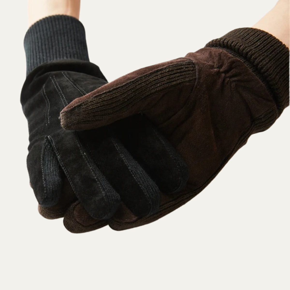 The Barolo Men’s Winter Fleece Lined Suede Gloves with Knit Cuffs