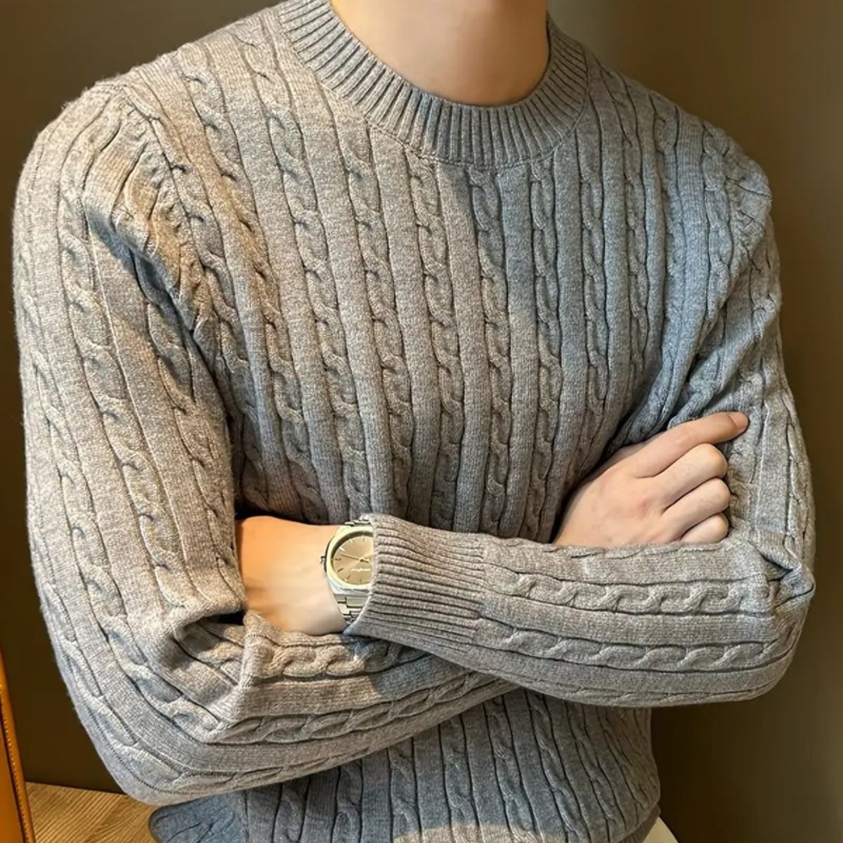 The Versailles Cashmere Merino Wool Knit Jumper for Men - Grey