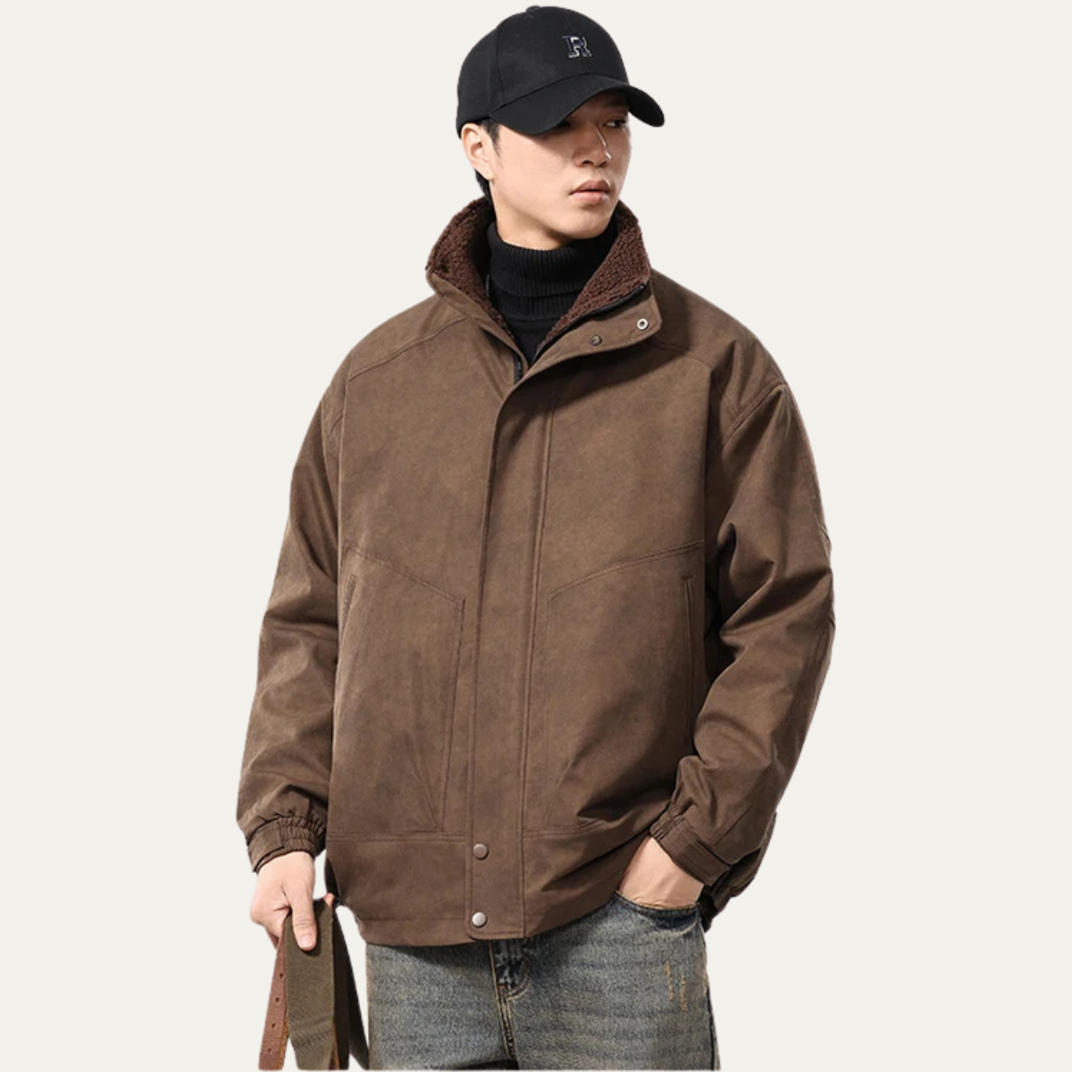 The Hampton Men’s Suede Fleece Lined Bomber Jacket