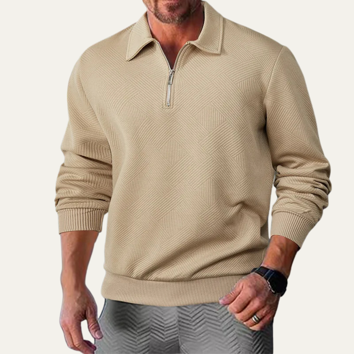 The Elgin Men's Casual Zip Up Polo Jumper