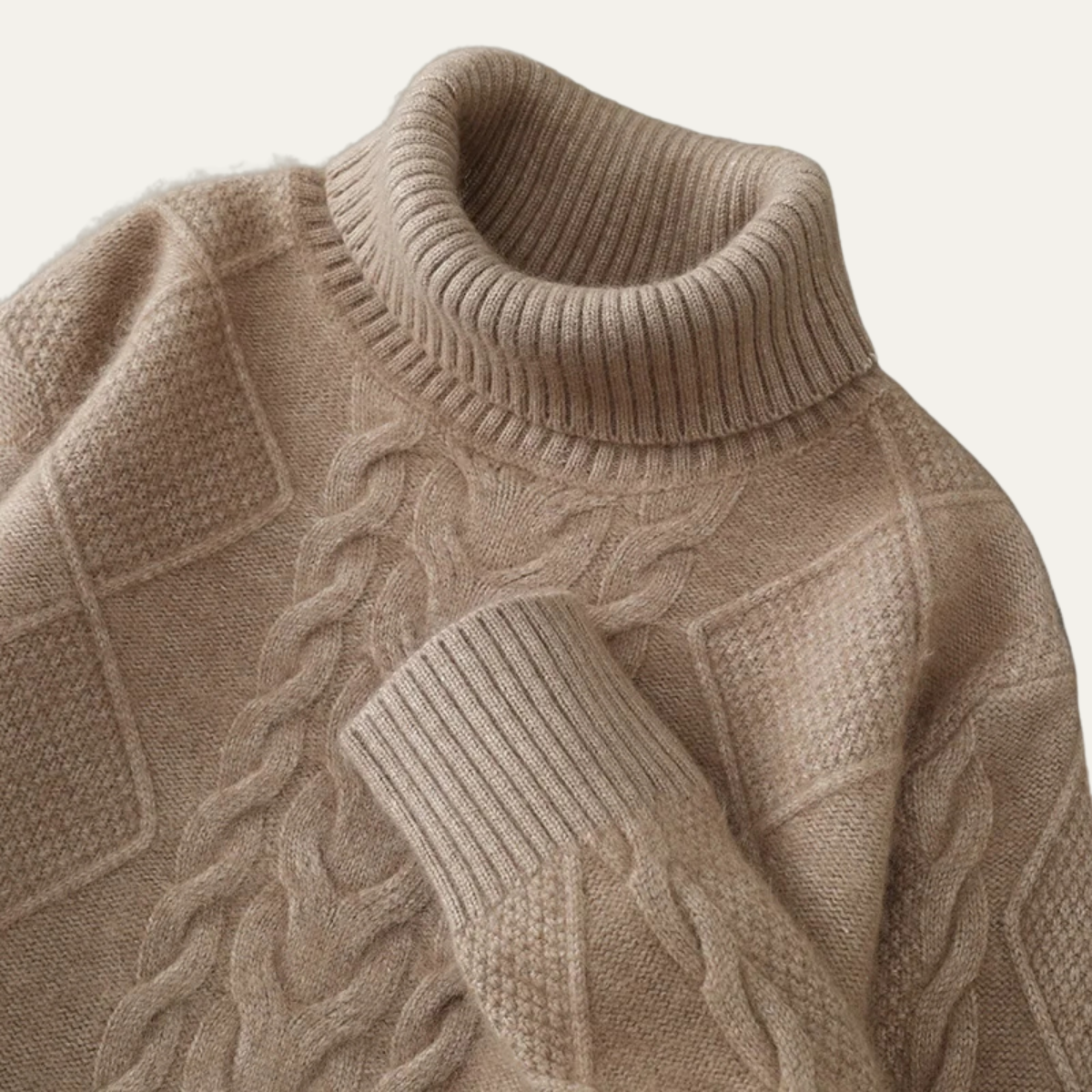 The Denbighshire Men's Cable Knit Turtleneck Jumper
