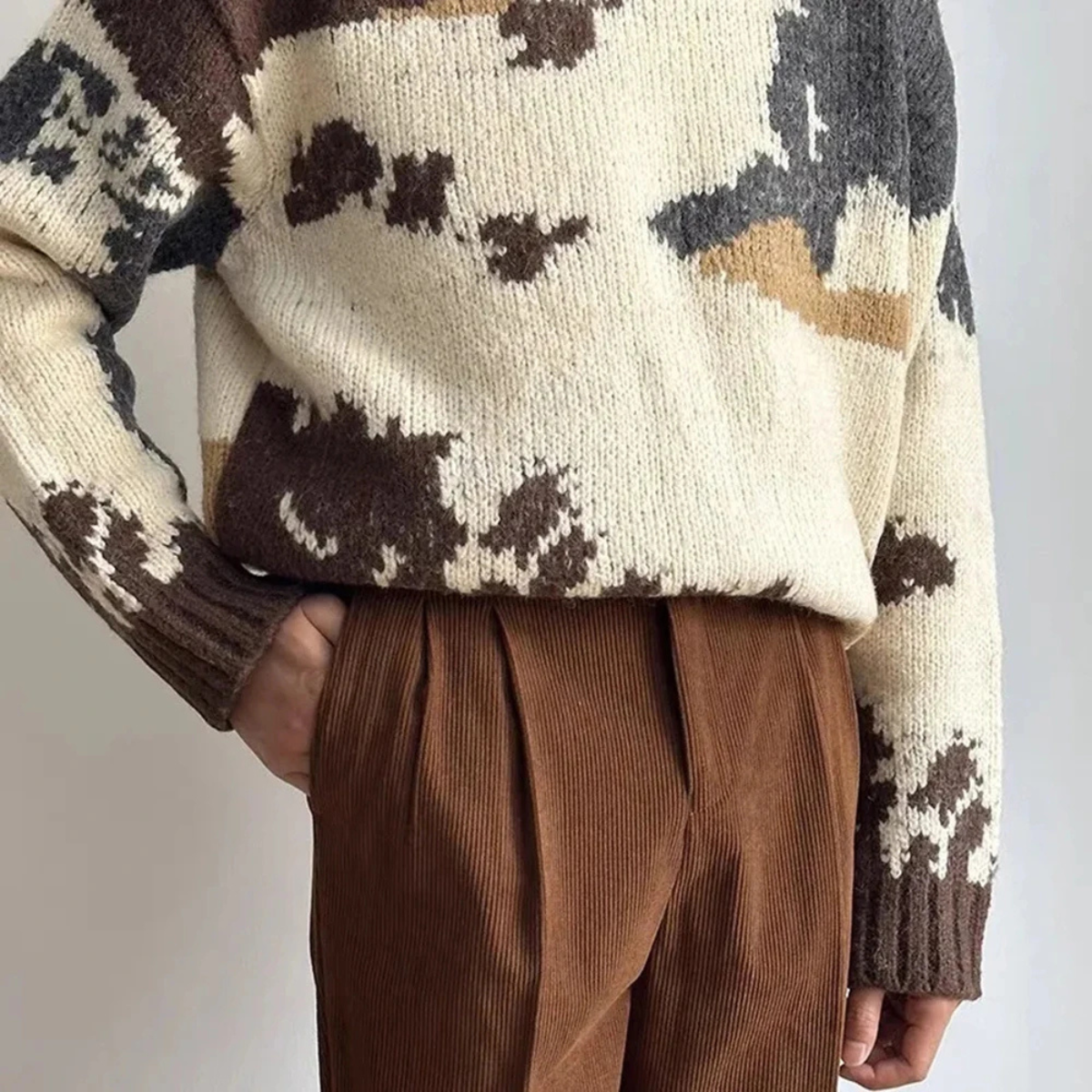 The Grosseto Men's Corduroy High Waist Adjustable Buckle Trousers