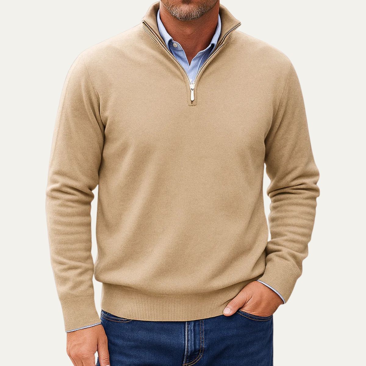 The Kidlington Men's Quarter Zip Lightweight Knit Jumper