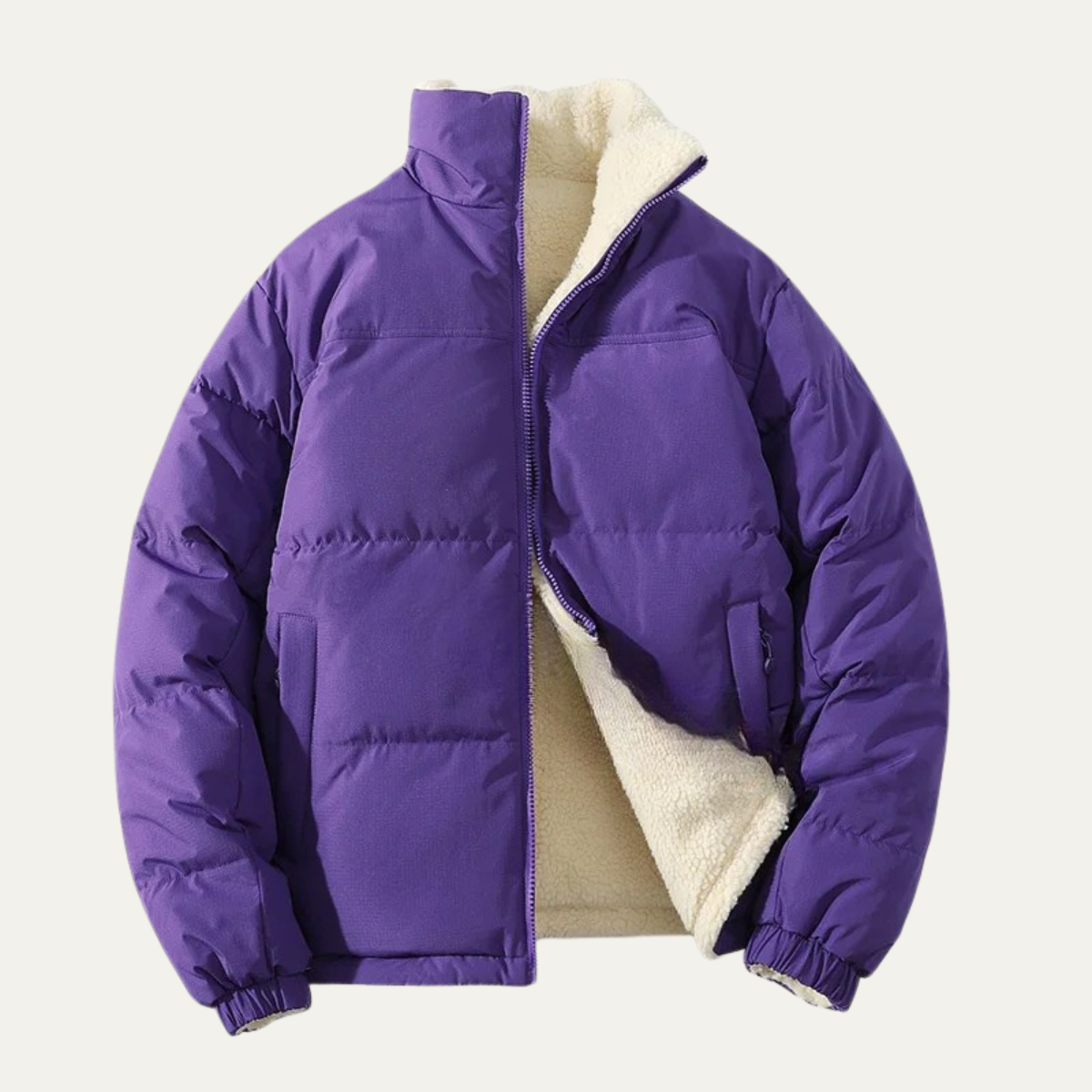 The Porto Ercole Men's Reversible Sherpa Zip Up Fleece Parka Jacket