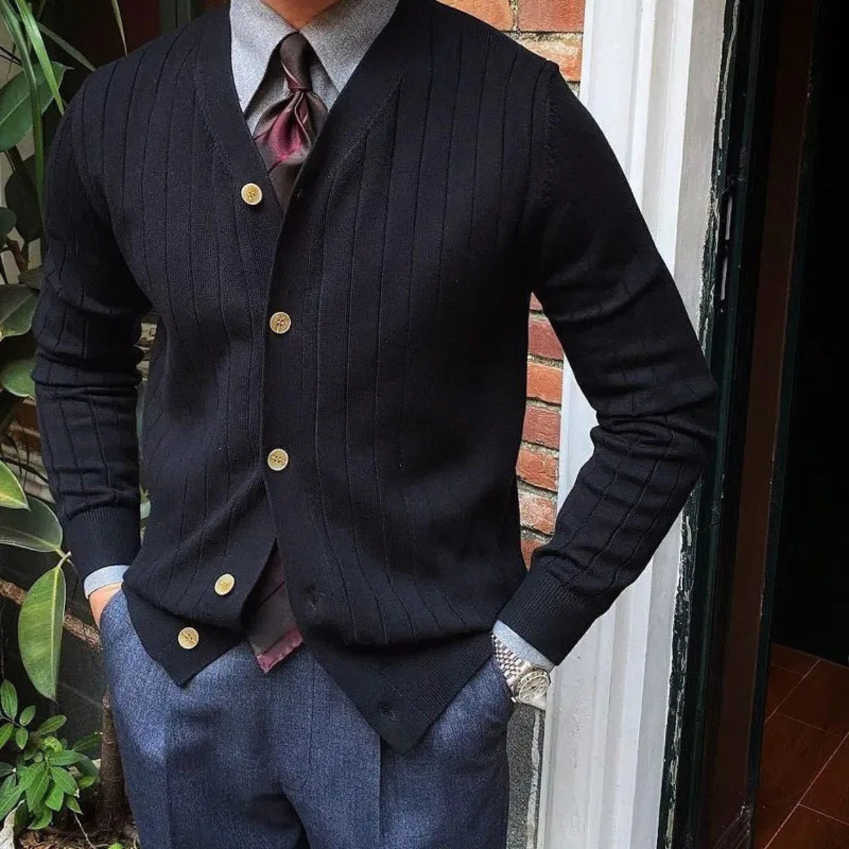 The Newport Men's Business Slim Fit Knit Cardigan