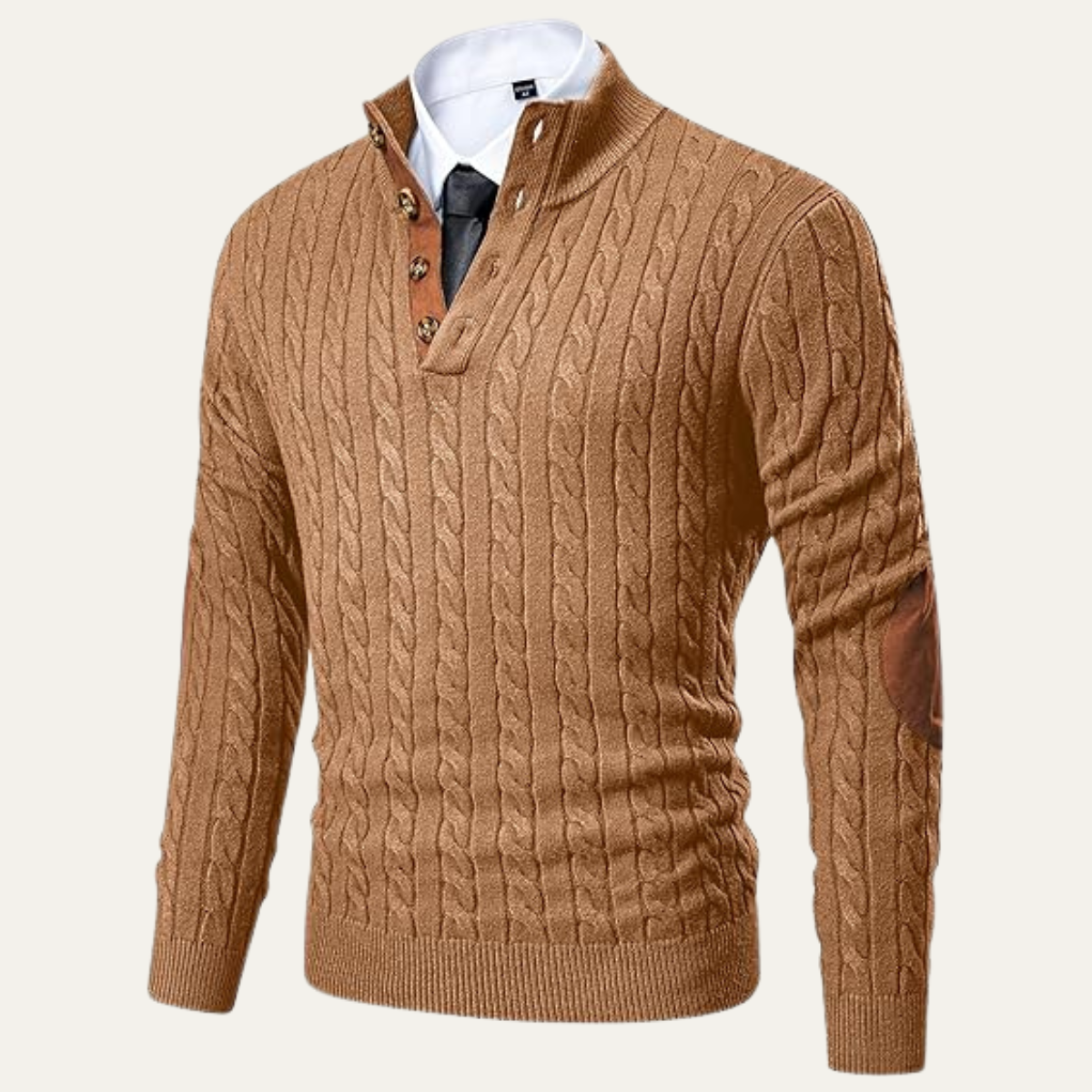 The Stamford Men's Cable Knit Collar Stand Jumper
