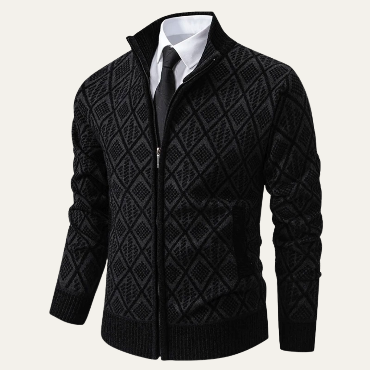 The Arezzo Men’s Smart Casual Diamond Patterned Knit Jacket