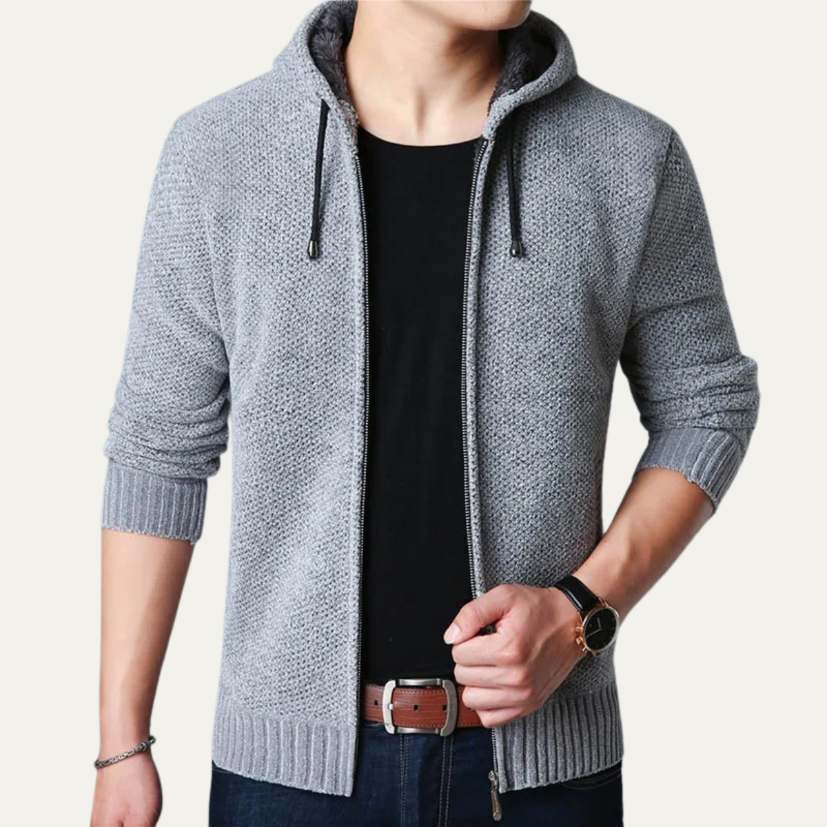 The Sutherland Men’s Casual Knit Zip Up Hoodie Jacket
