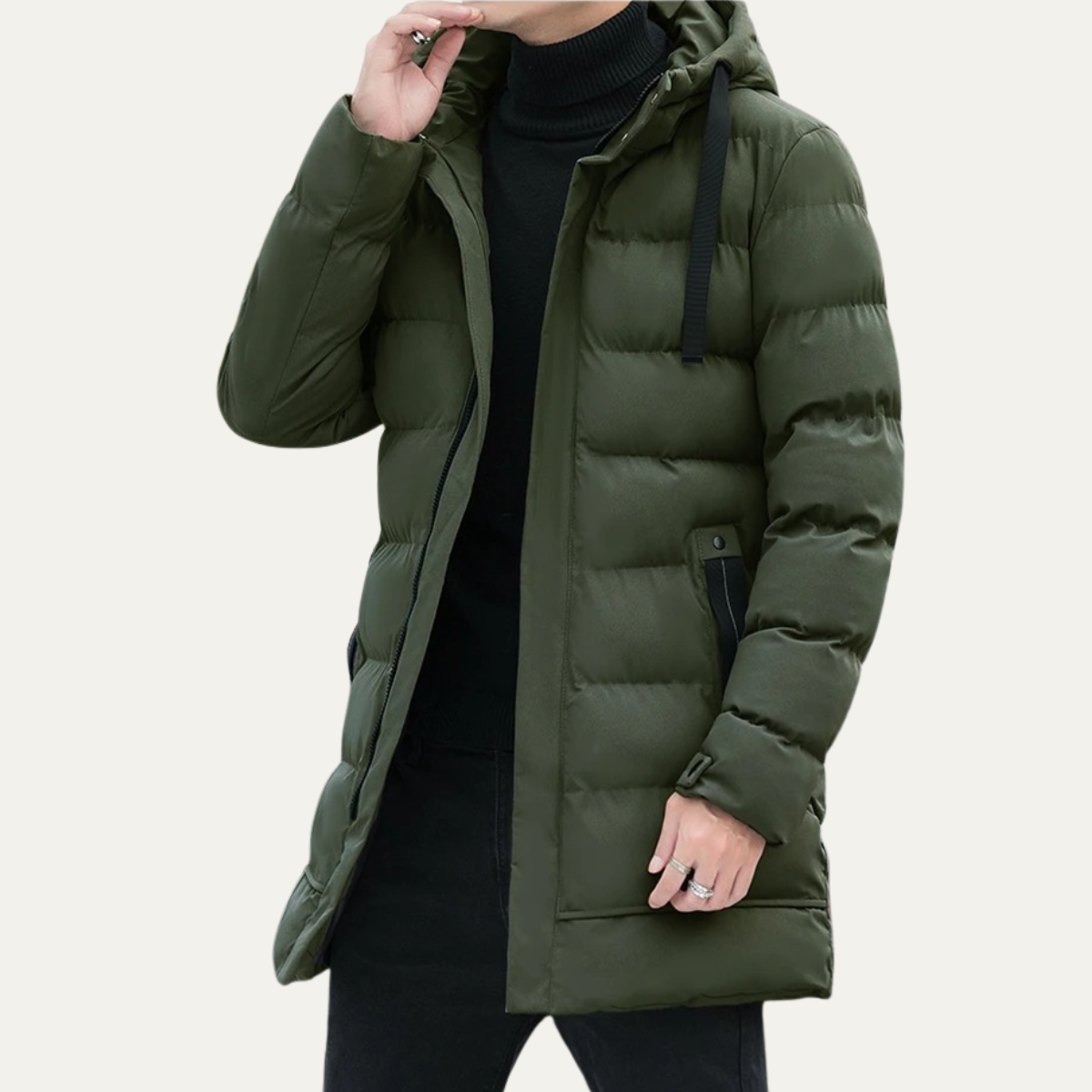 The Whitby Men's Stylish Longline Black Puffer Coat