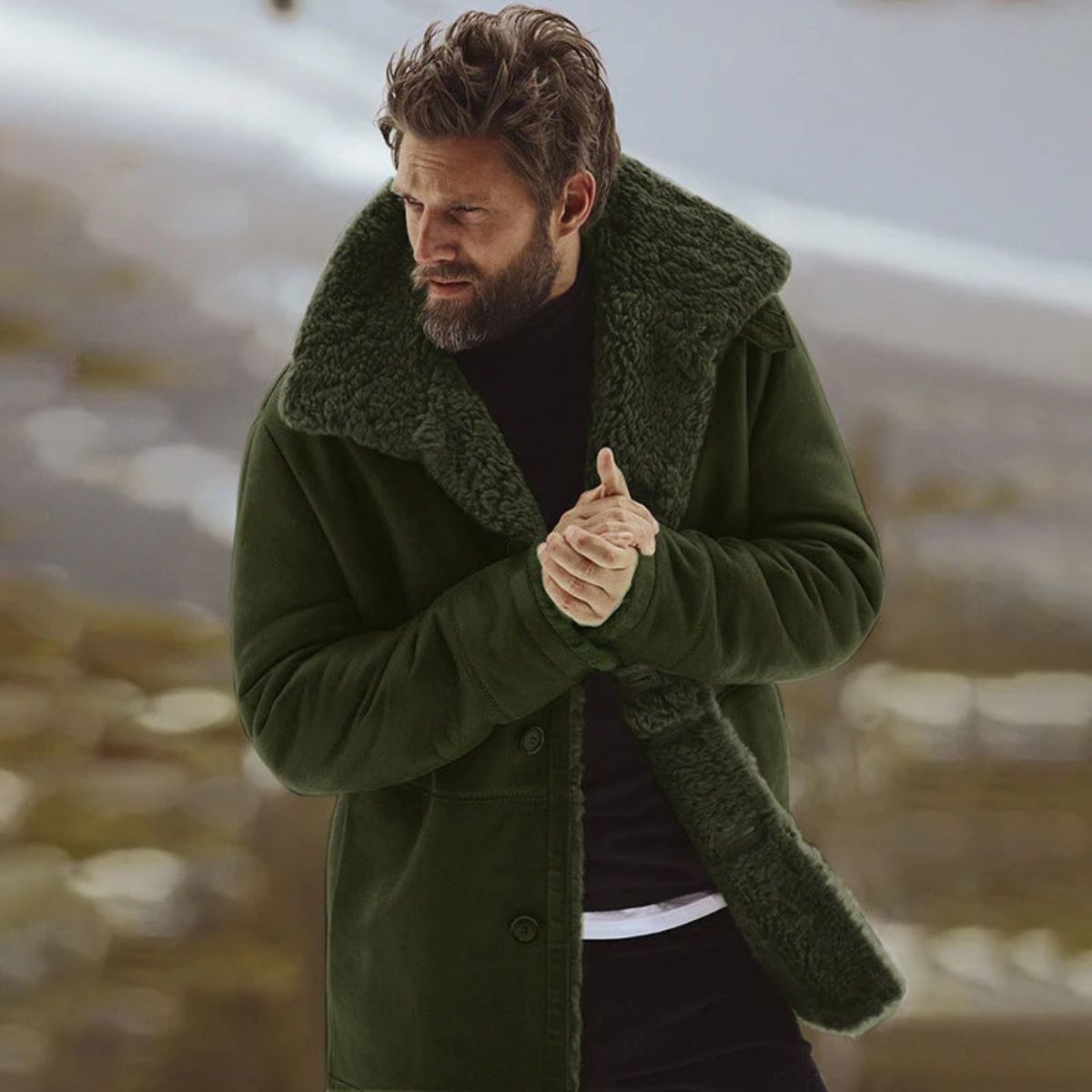 The Aspen Shearling Coat – Men’s Classic Winter Overcoat