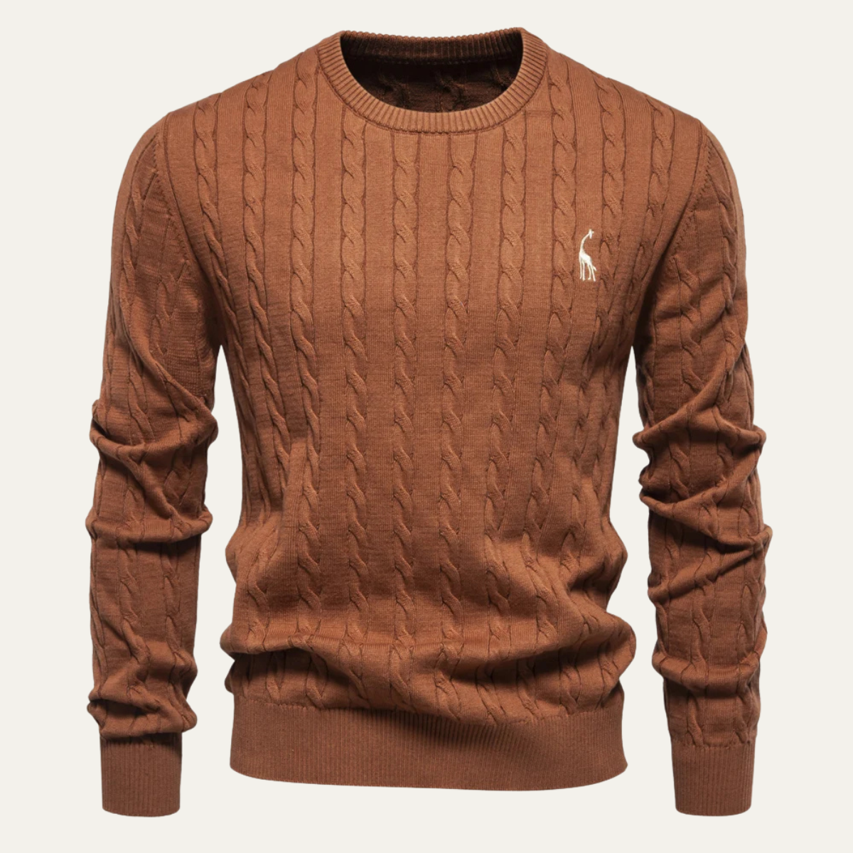 The Derby Men’s Casual Embroidered Crew Neck Cable Knit Jumper