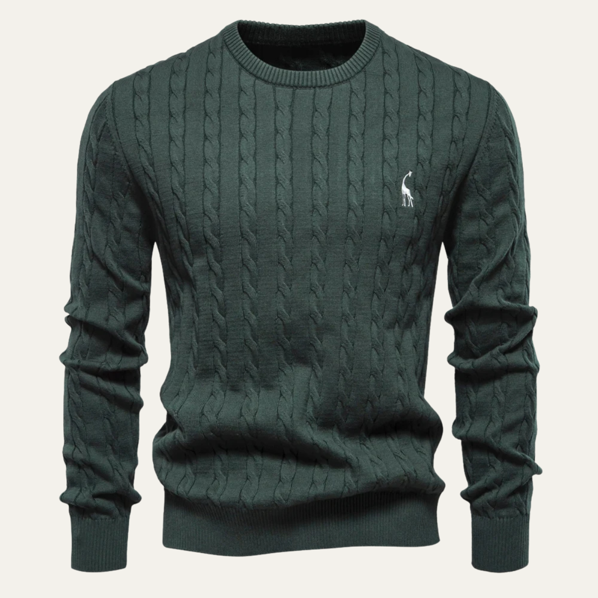 The Derby Men’s Casual Embroidered Crew Neck Cable Knit Jumper