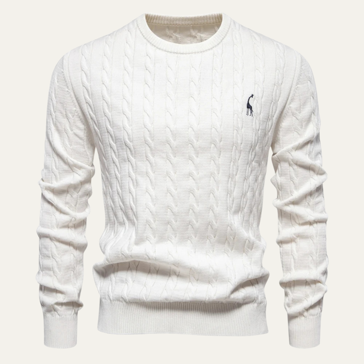 The Lincoln Men’s Trendy Embroidered Crew Neck Cable Knit Jumper