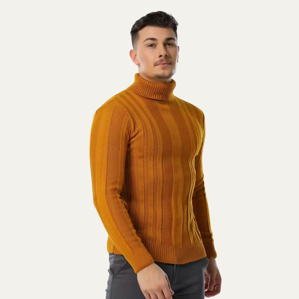 The Norwich Men’s Slim Fit Turtleneck Ribbed Jumper