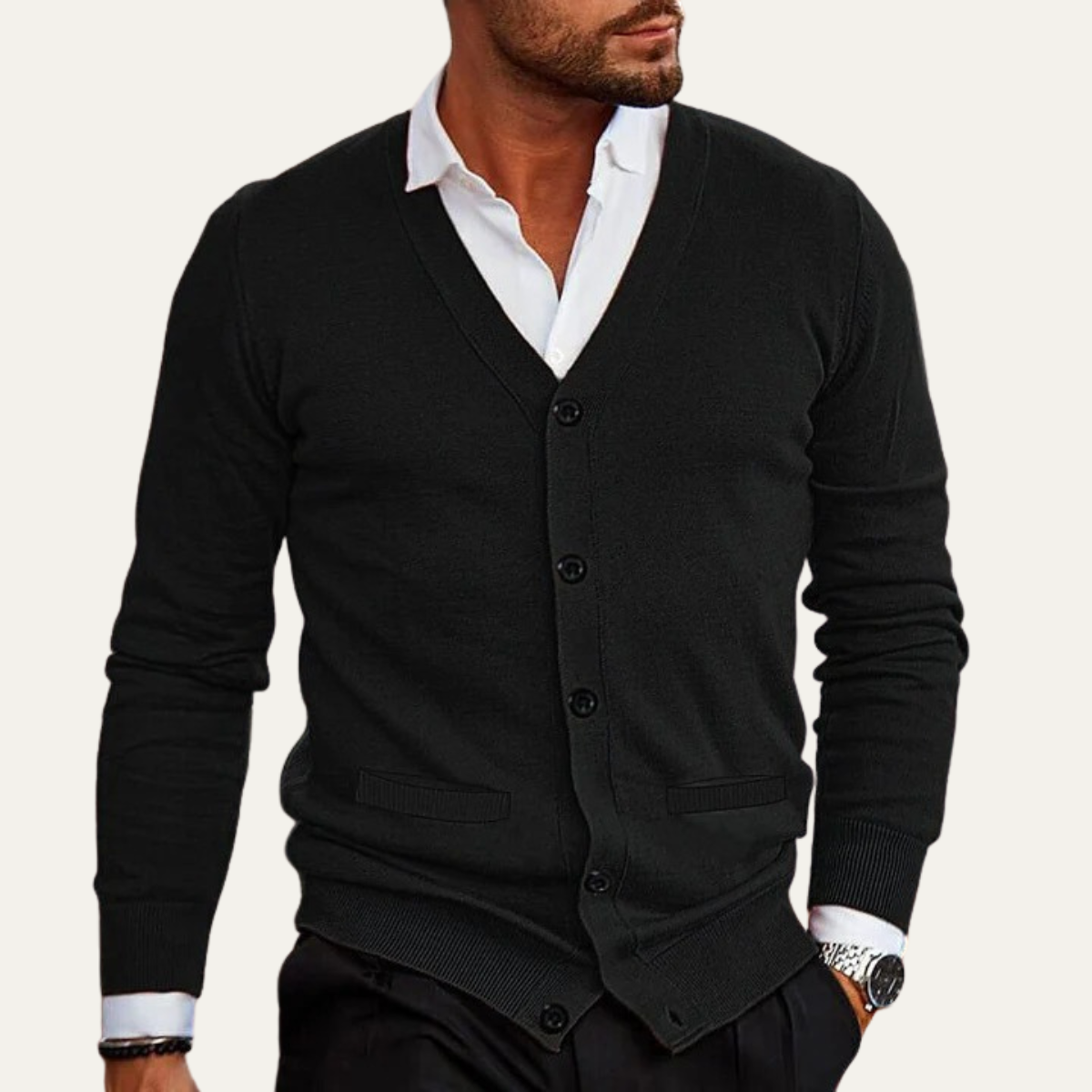The York Men's Elegant Knit Cardigan with Buttons