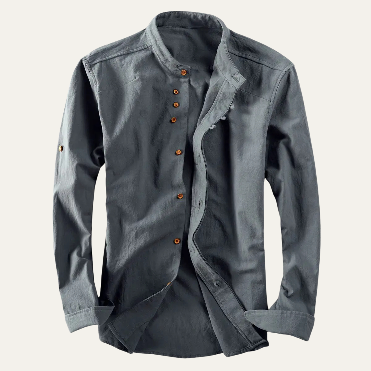 The Cavallino Men’s Stand Collar Button Up Linen Shirt