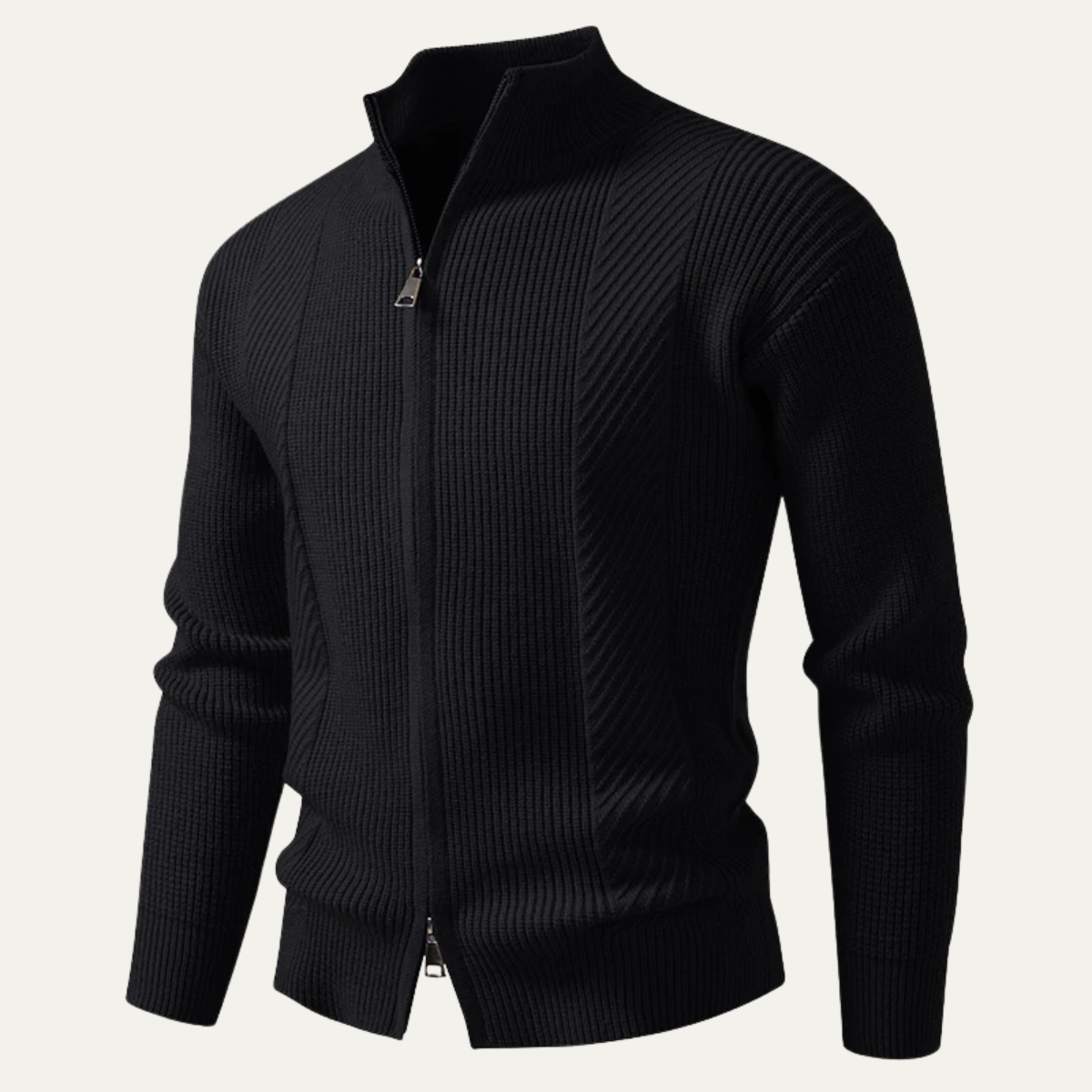 The Cisternino Men’s Smart Casual Ribbed Zip Up Knit Cardigan
