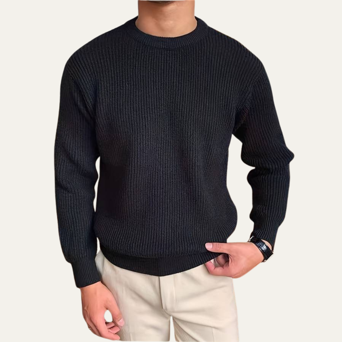 The Edinburgh Men's Classic Ribbed Knit Crew Neck Jumper