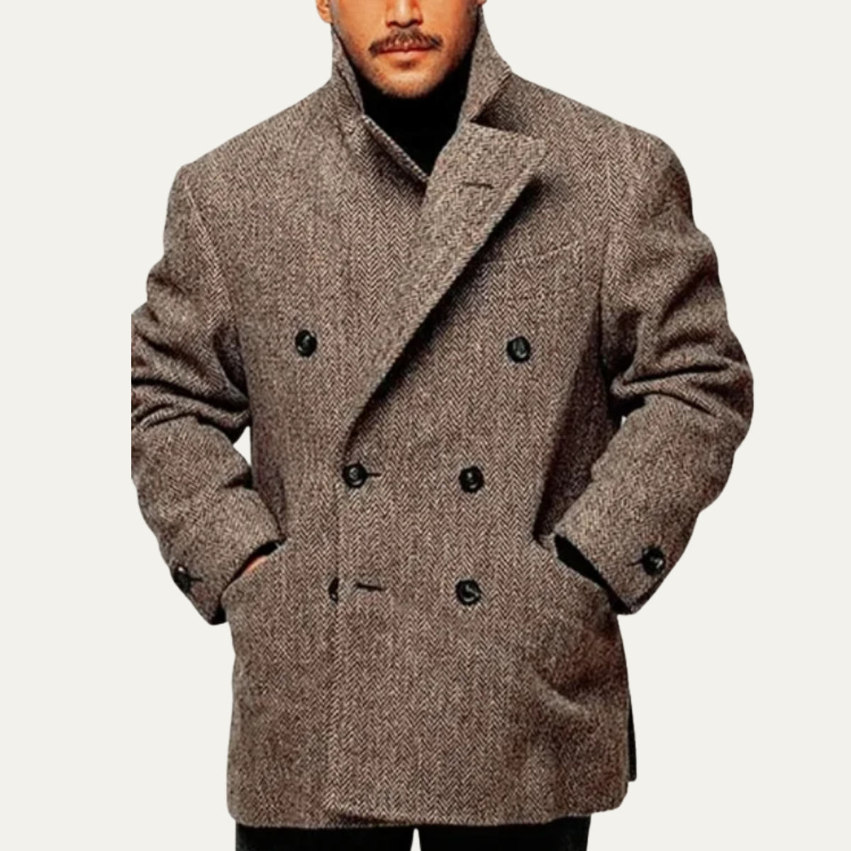 The Inverness Men’s Tailored Brown Double Breasted Vintage Winter Overcoat