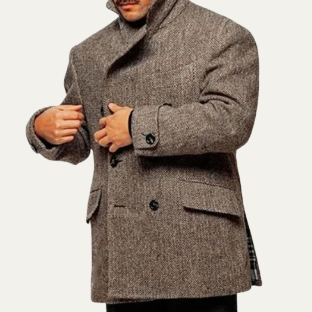 The Inverness Men’s Tailored Brown Double Breasted Vintage Winter Overcoat
