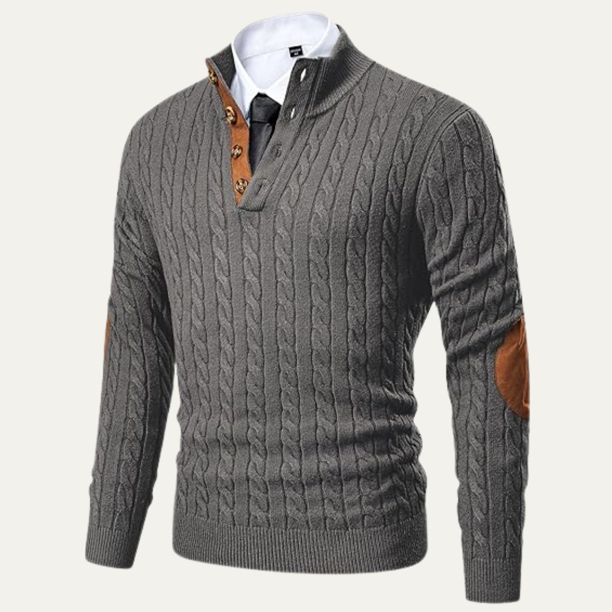 The Stamford Men's Cable Knit Collar Stand Jumper