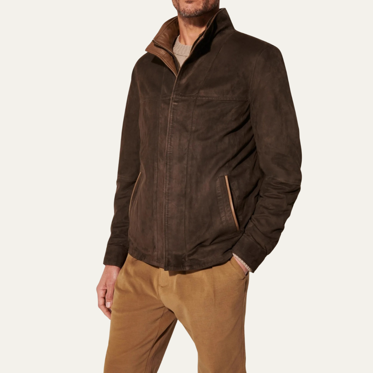 The Alnwick Men’s Retro Style Zip Up Suede Bomber Jacket