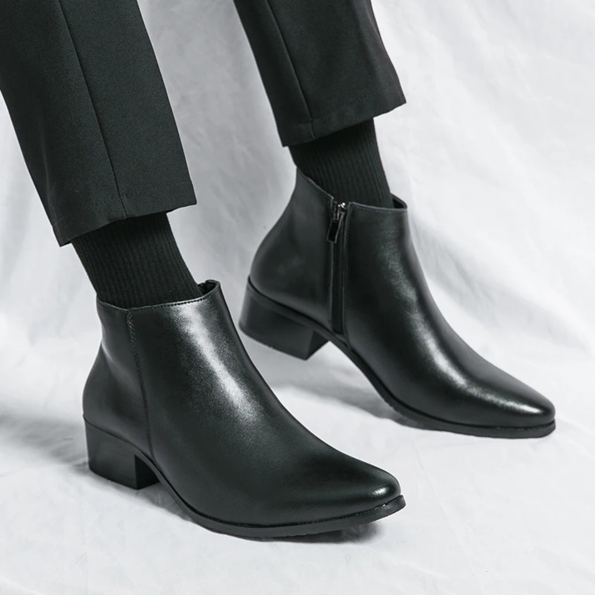 The Henley Men’s Classic High Heel Leather Chelsea Dress Boots