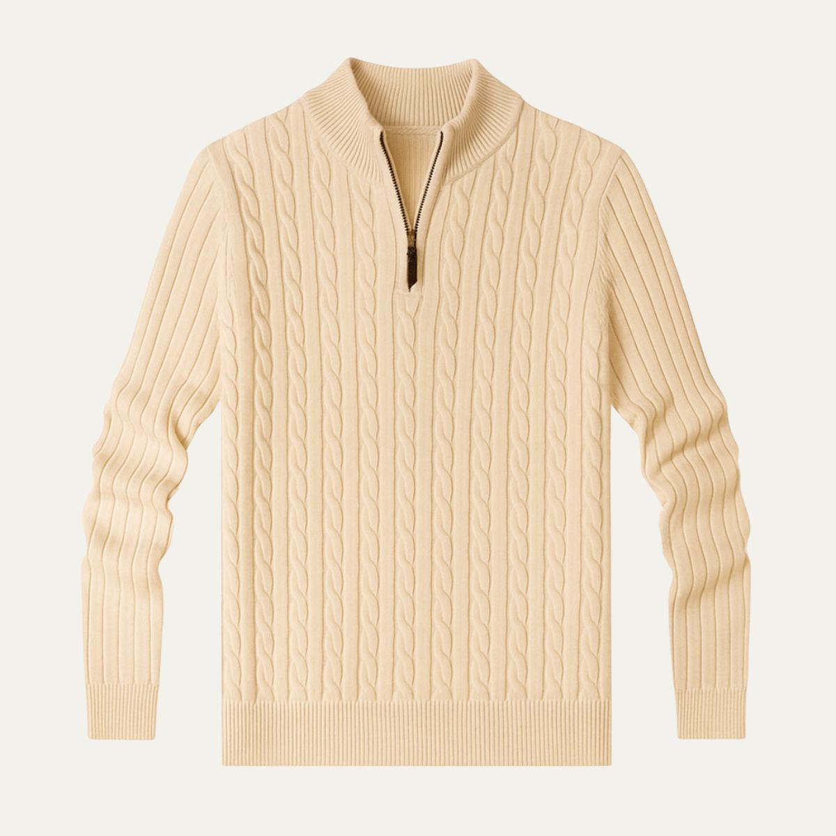 The Wells Cable-knit Quarter Zip Jumper