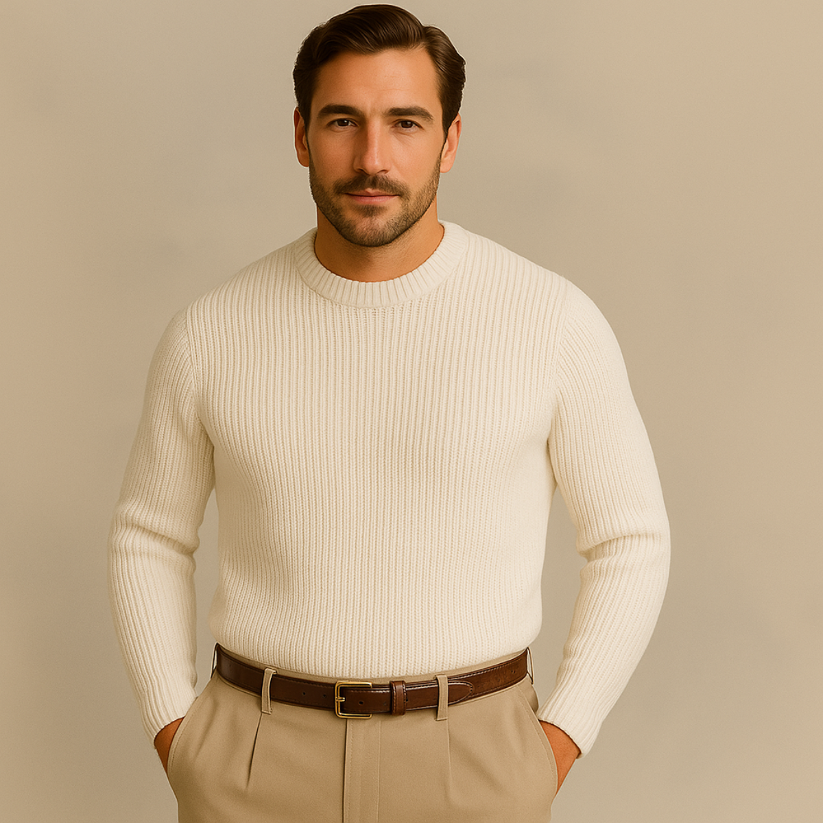 The Tokyo Merino Wool Ribbed O-Neck Jumper