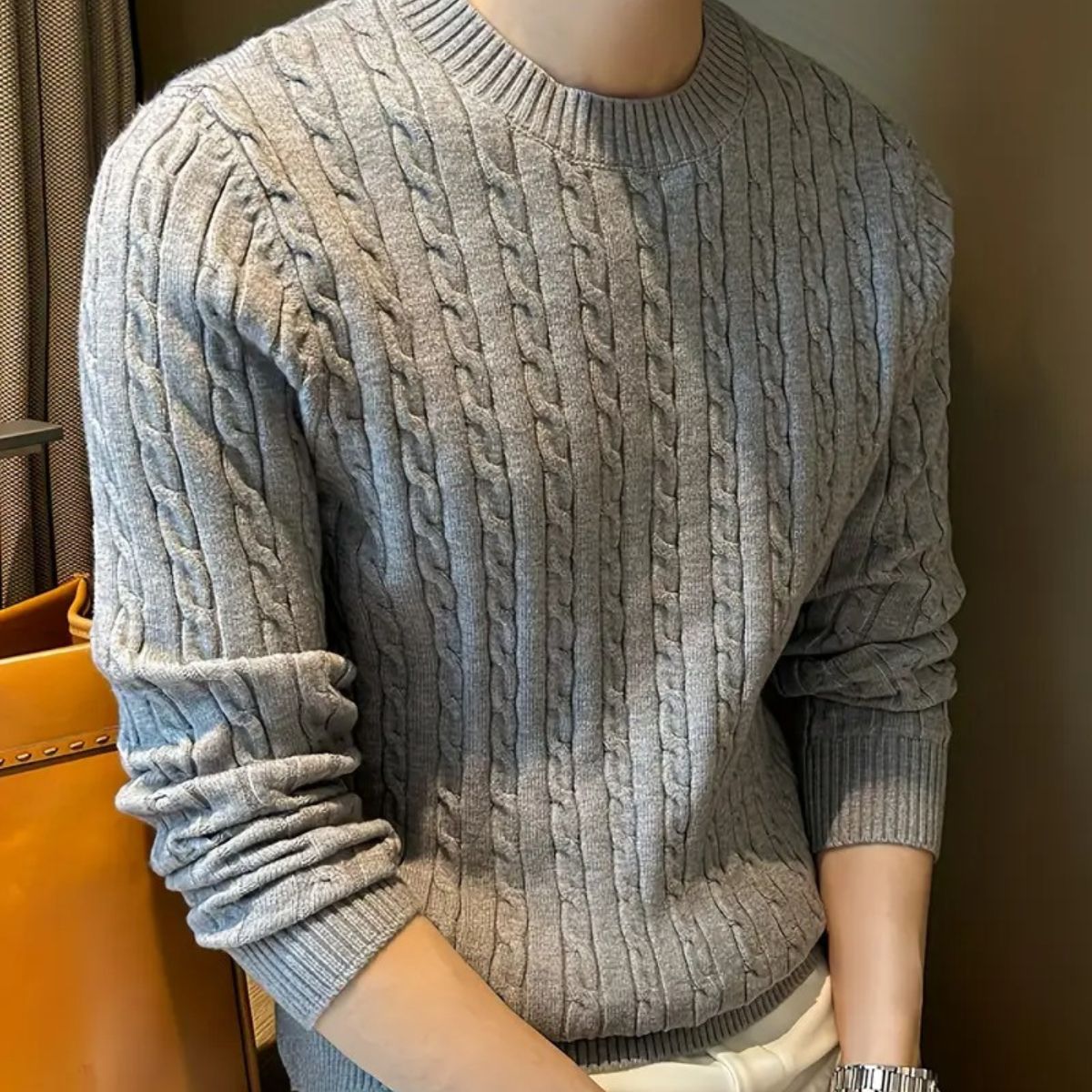 The Versailles Cashmere Merino Wool Knit Jumper for Men - Grey
