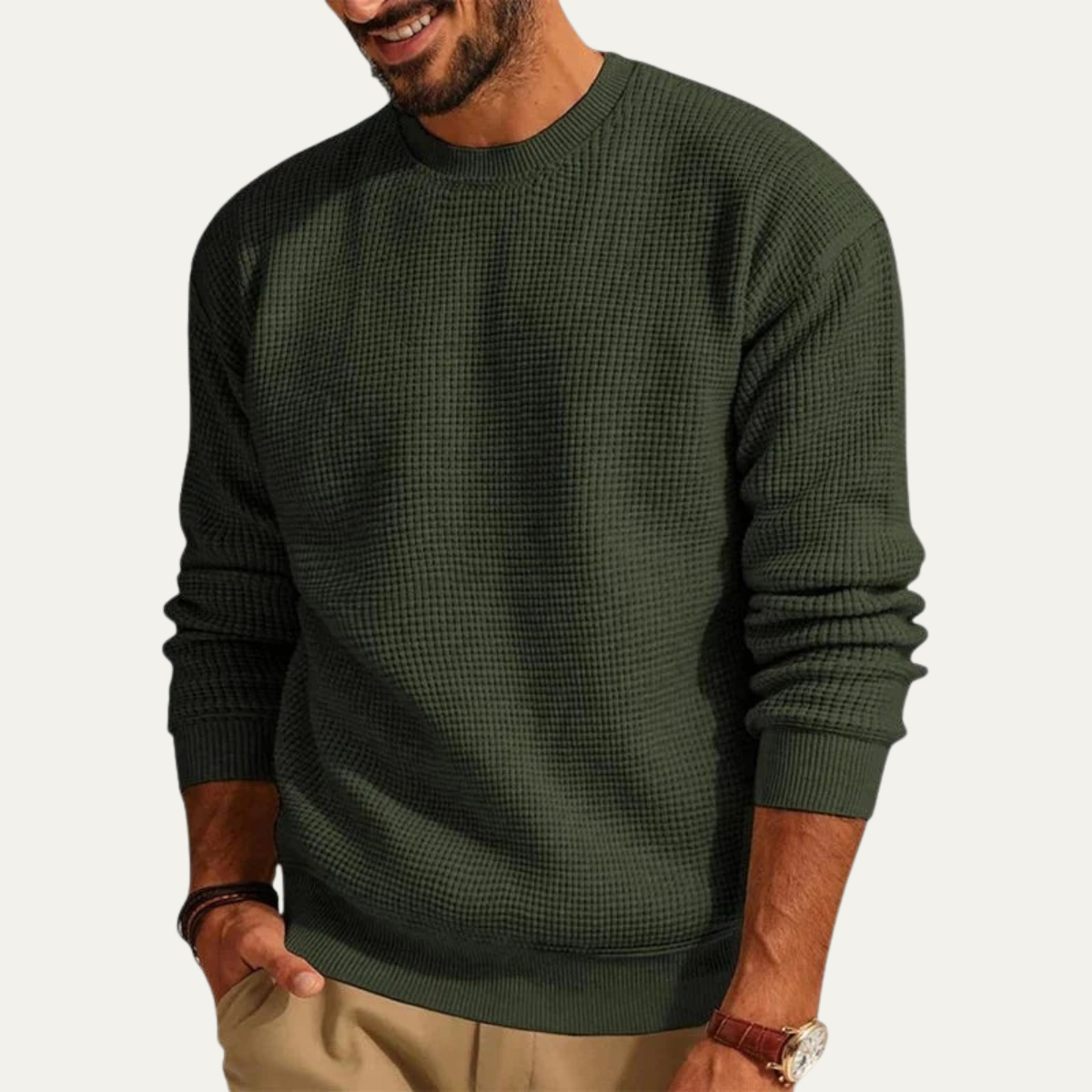 The Mayfair Men's Knit Jumper - Casual Textured Crew Neck