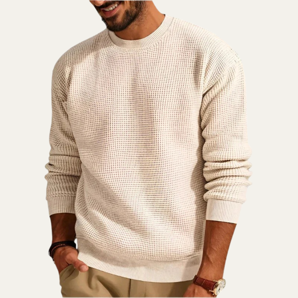 The Mayfair Men's Knit Jumper - Casual Textured Crew Neck