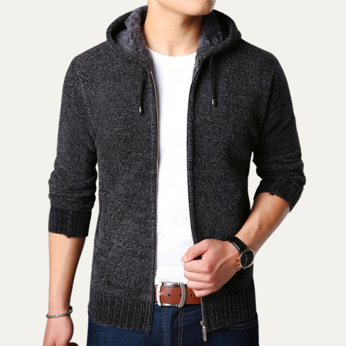The Sutherland Men’s Casual Knit Zip Up Hoodie Jacket