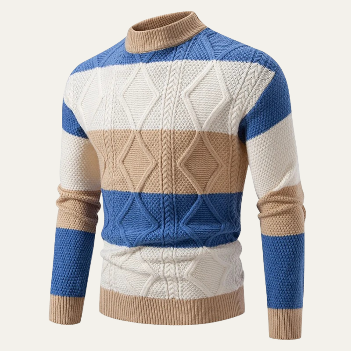 The San Candido Men’s Colour Block Patchwork Cable Knit Jumper