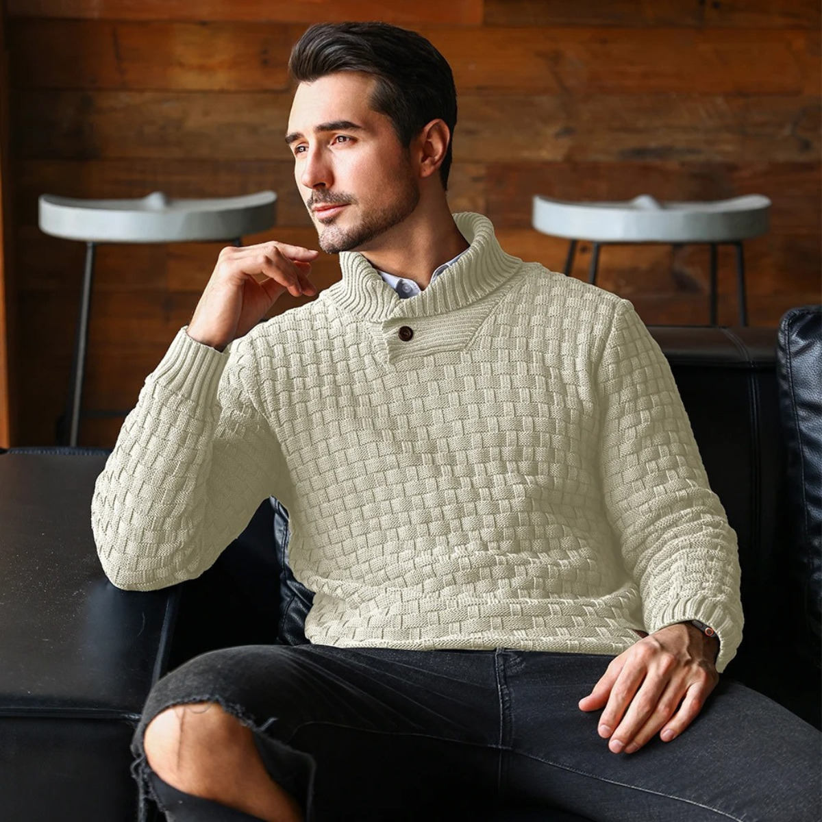 The Stirling Men's Textured Knit Winter Jumper