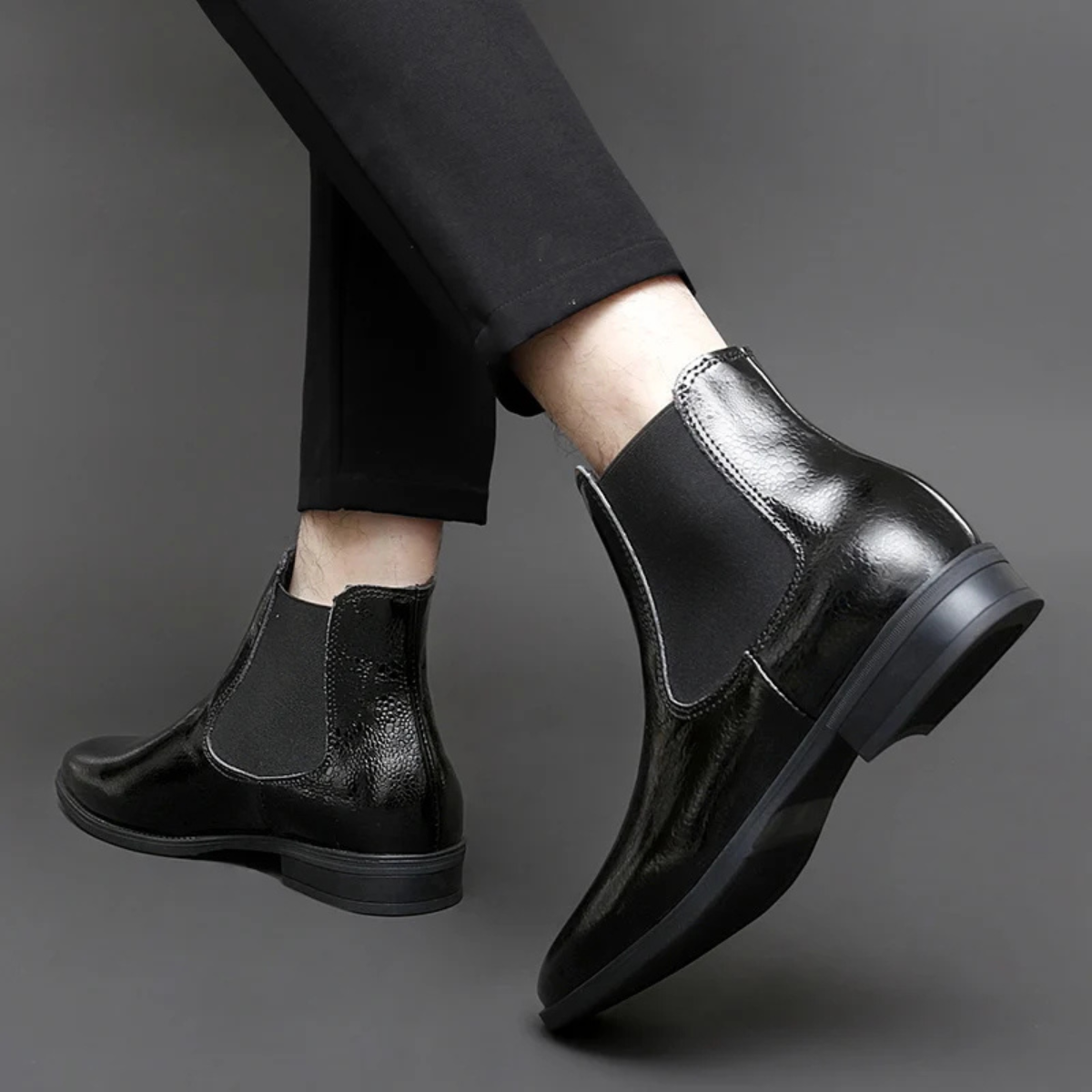 The Gerace Men’s Leather Slip On Chelsea Boots with Elastic Panel