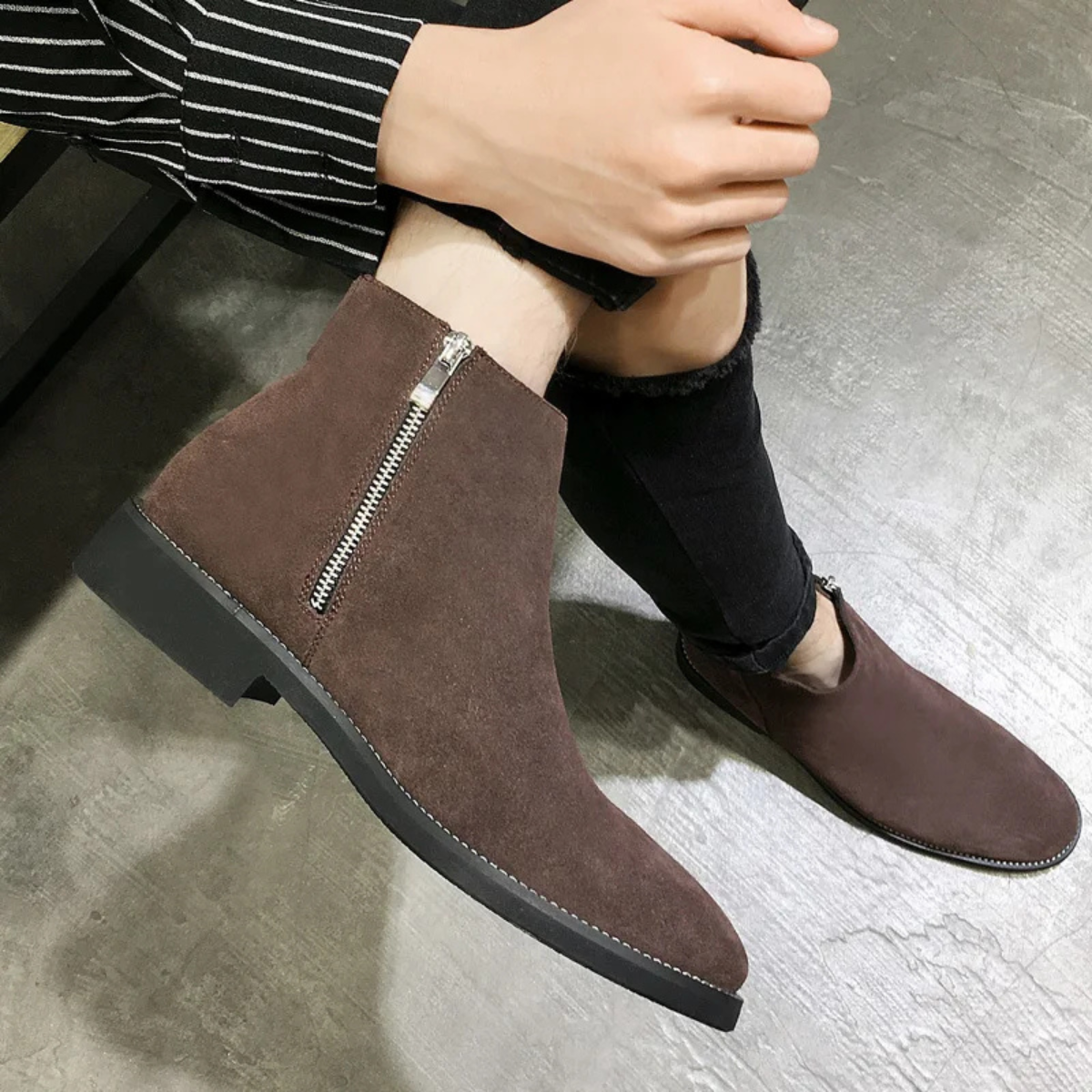 The Belleville Men’s Genuine Suede Chelsea Dress Boots