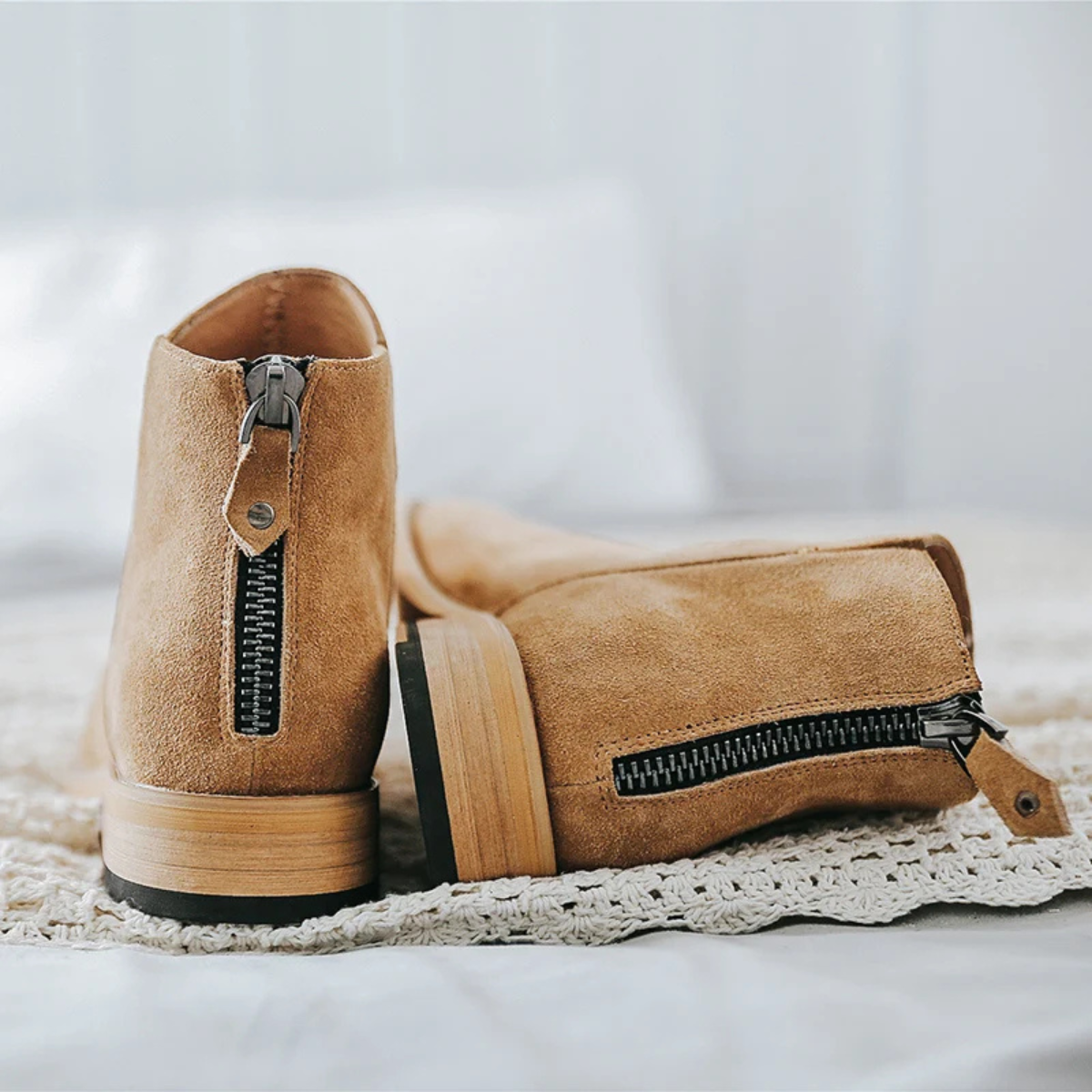 The Vendome Men’s Elegant Suede Zip Up Chelsea Boots