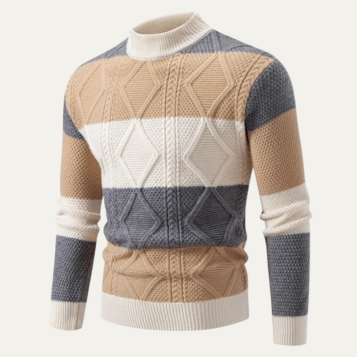 The San Candido Men’s Colour Block Patchwork Cable Knit Jumper