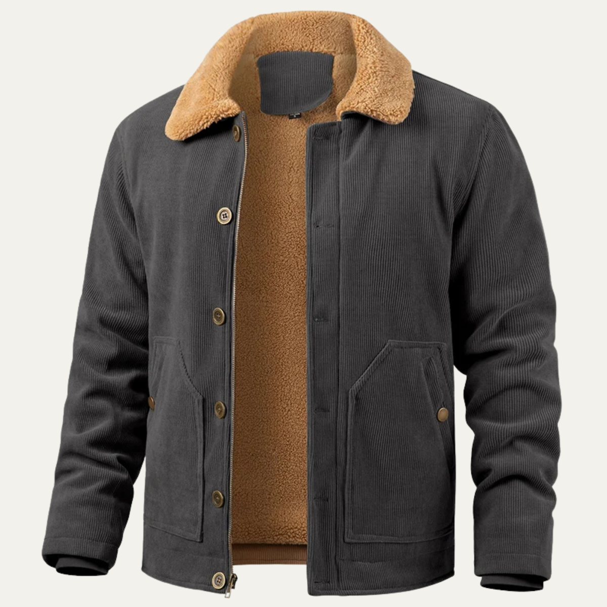 The Aventino Men’s Winter Corduroy Sherpa Button Up Jacket