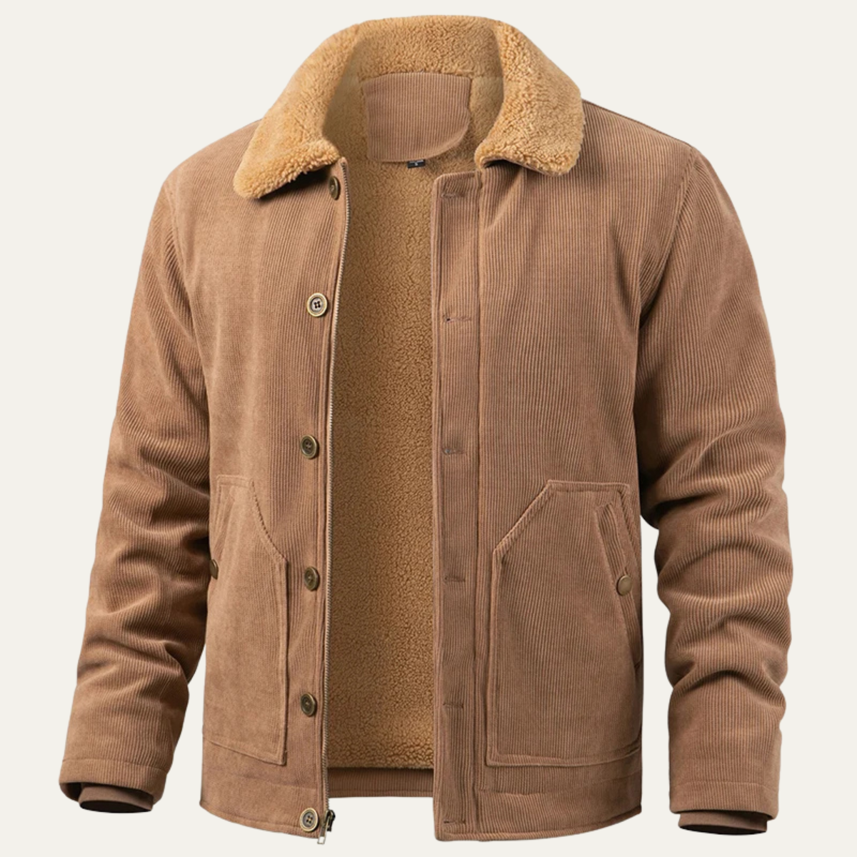 The Aventino Men’s Winter Corduroy Sherpa Button Up Jacket