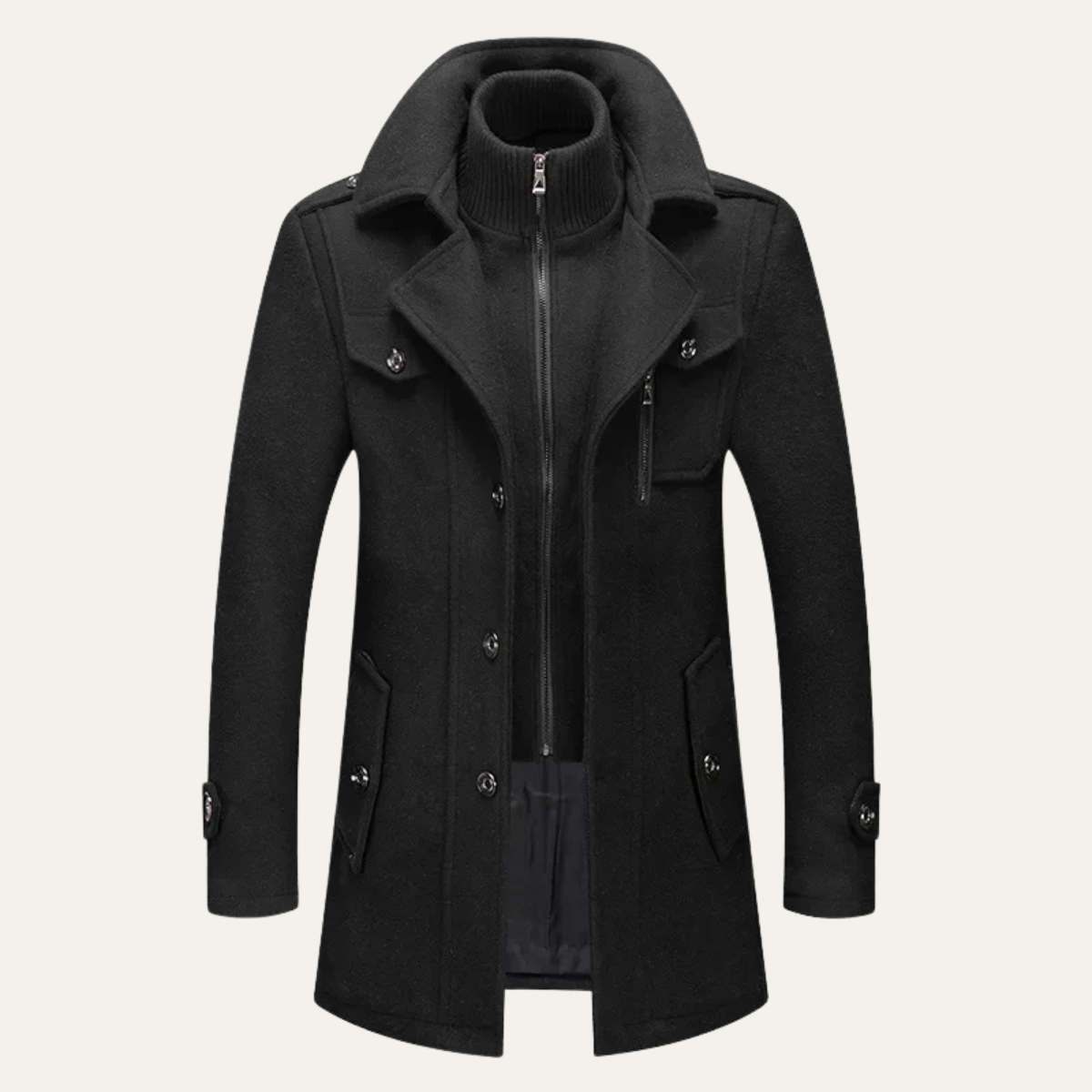 The Fasano Men's Smart Lapel Wool Blend Winter Coat
