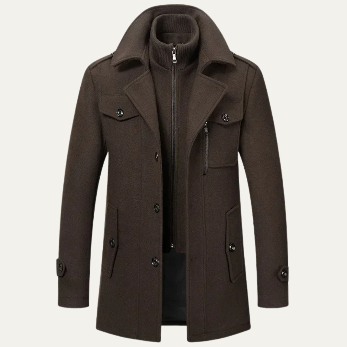 The Fasano Men's Smart Lapel Wool Blend Winter Coat