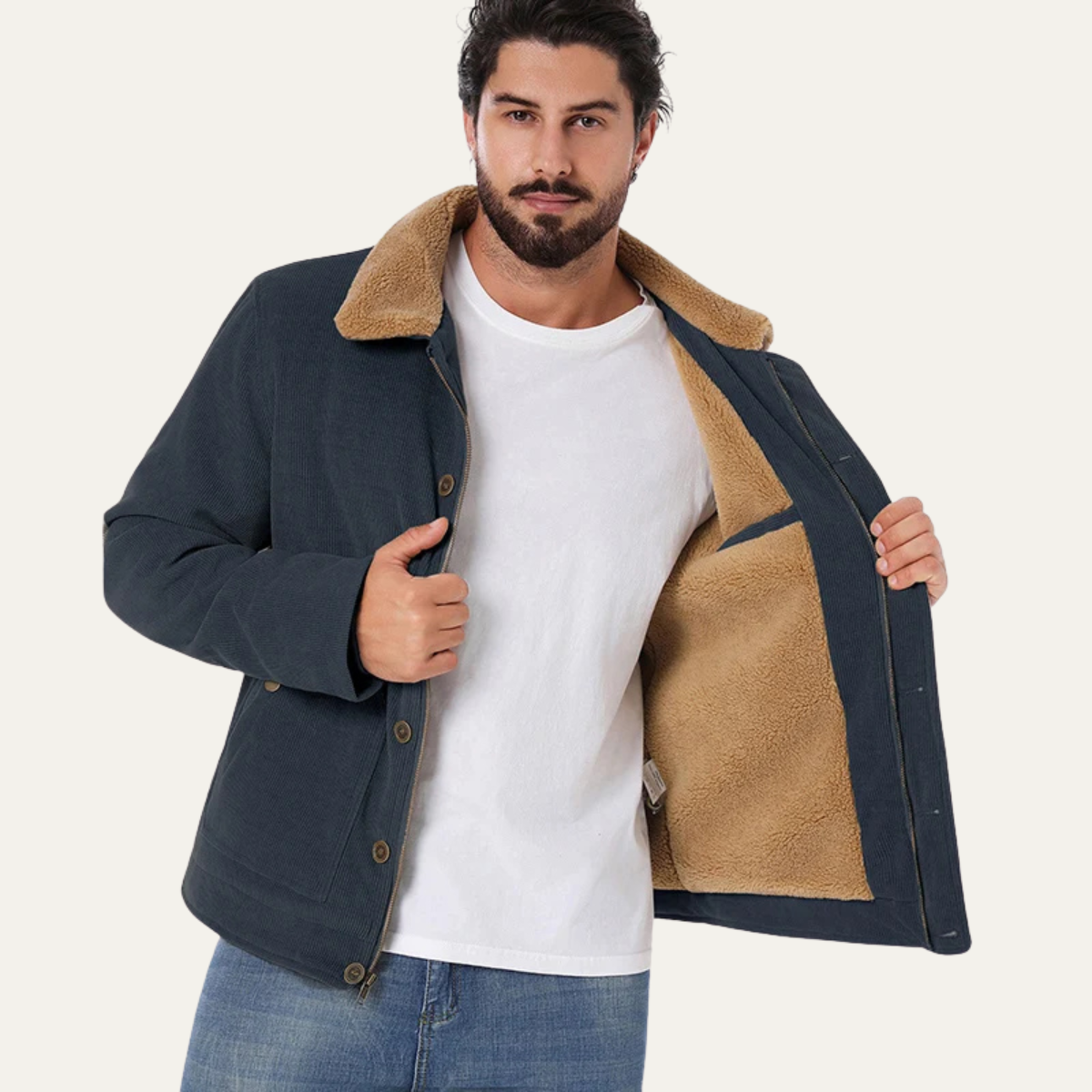 The Aventino Men’s Winter Corduroy Sherpa Button Up Jacket