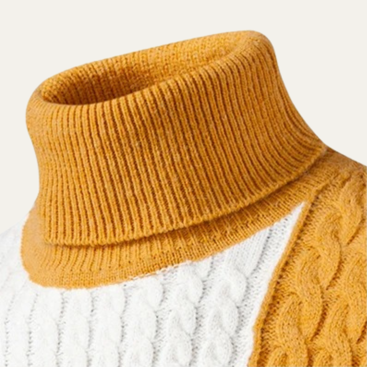 The Bevagna Men’s Patchwork Knit Colour Block Turtleneck Jumper