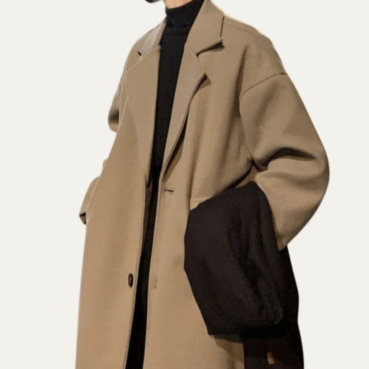 The Whitechapel Men's Elegant Camel Wrap Wool Coat with Belt